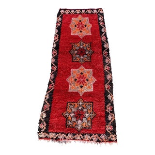 Moroccan Vintage Large Red Rug - 3'11" X 9'2" Ft For Sale