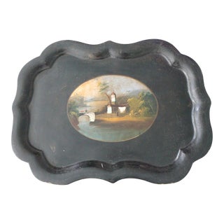 Very Large 19th Century Papier Mâché Tray With Mother of Pearl Inlay For Sale
