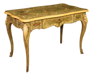French Lacquered and Painted Writing Desk, 1950s