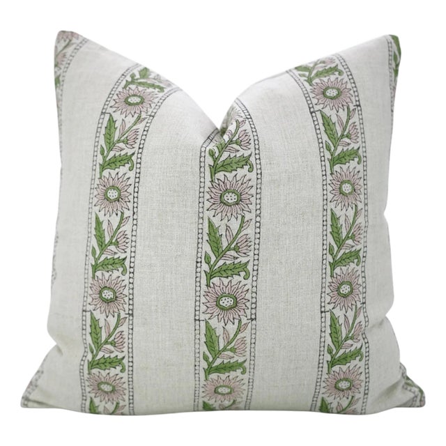 Fabdivine Pure Linen Decorative Lumbar Pillow Cover 14x20 Khushi Hand Block Print Cushion For Sale