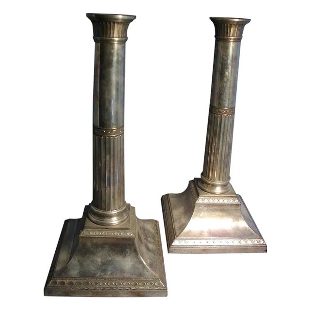 Metal Antique English George III 18th Century Old Sheffield Plate Candlesticks Silver on Copper 1790 - a Pair For Sale - Image 7 of 7