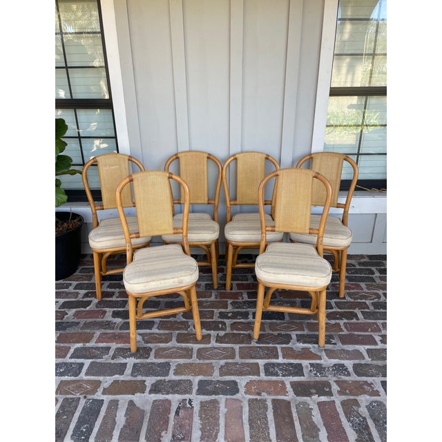 Vintage Rattan Dining Chairs With bed Backing Set of 6 Chairish