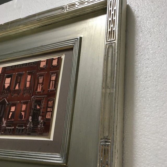 Mid-Century Painting of a Brownstone Building For Sale - Image 9 of 13
