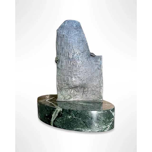 Art Deco Vintage Marble and Bronze Decorative Sculpture of Boy, Signed Original For Sale - Image 3 of 8