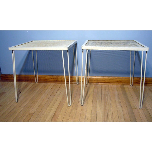 Salterini Woodard inspired tables that are 18” high and measure 18” in diameter. They are in great structural condition...