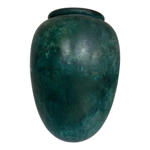 Large Vintage Green Patina Verdigris Bronze Japanese Ikebana Vase