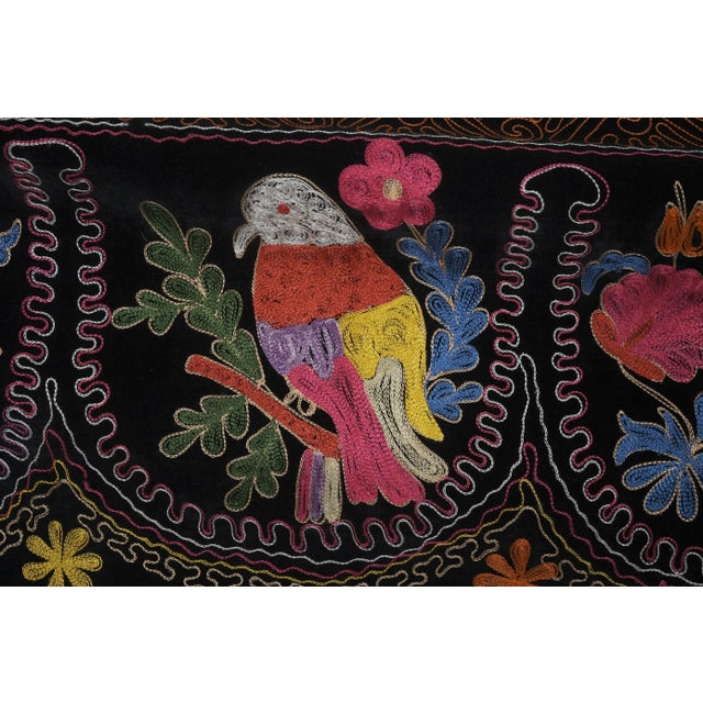Black Animal Maotifs Suzani Velvet Table Runner For Sale - Image 8 of 11