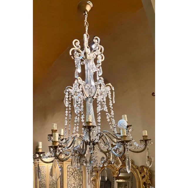 Italian Cut Crystal and Glass Beads Cage Chandelier, 1800s For Sale - Image 12 of 12