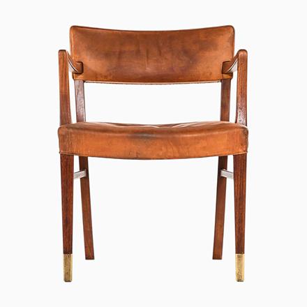 Teak, Leather and Brass Armchair attributed to Ernst Kühn, 1940s For Sale - Image 12 of 12