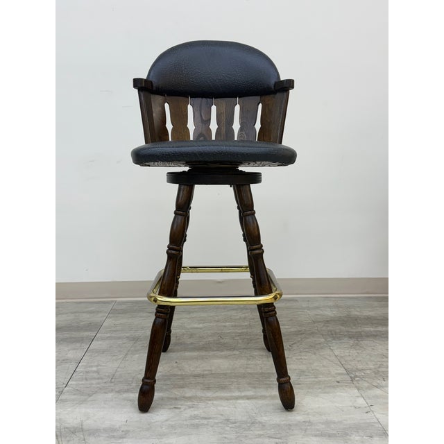 Black Western Cowboy Style Mid-Century Black Swivel Bar Stool ~ Set of 4 For Sale - Image 8 of 11