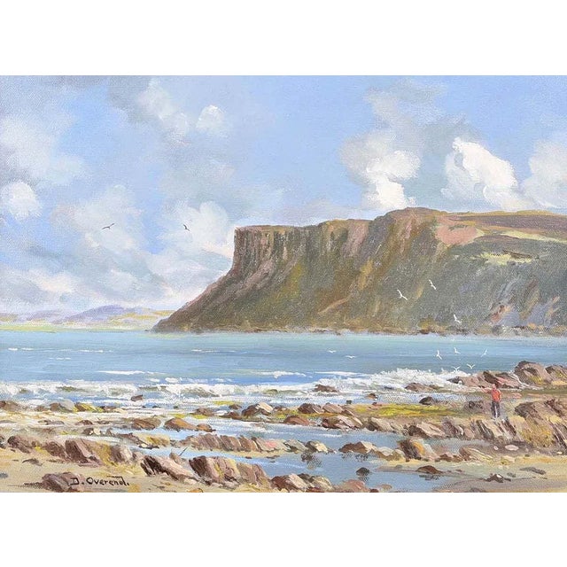 Vintage Coastal Mountain Cliff Beach Scene Northern Ireland by 20th Century Irish Artist, 1975 Circa For Sale - Image 4 of 5