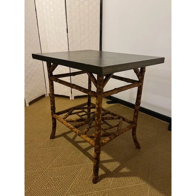 Early 20th Century English Burnt Bamboo Side Table For Sale - Image 9 of 12