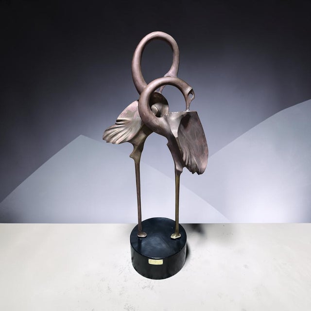 1980s Monumental Signed Somchai Hattakitkosol Bronze Flamingo Sculpture, 56” High For Sale - Image 15 of 15