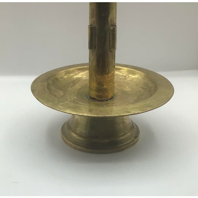 Vintage MCM Brass 9 Lotus Flower Candelabra For Sale - Image 9 of 10