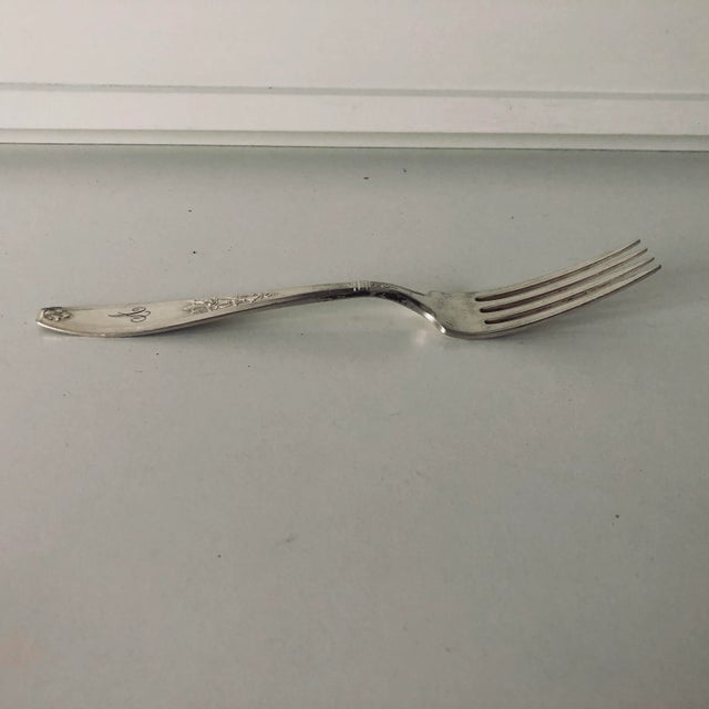 Shabby Chic Antique 1847 Rogers Bros "Ambassador " Pattern Monogram a Dinner Forks - Set of 4 For Sale - Image 3 of 4