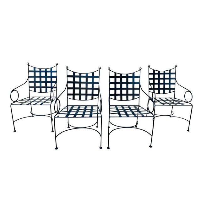 Mid-Century Modern Mid 20th Century Mario Papperzini Style Iron & Bronze Garden Dining Chairs- Set of 4 For Sale - Image 3 of 9