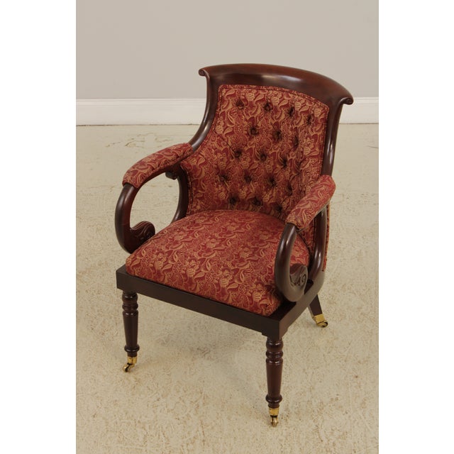 Traditional Hancock & Moore Regency Mahogany Upholstered Chair For Sale - Image 3 of 15