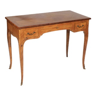 19th Century French Louis XV Inlaid Parquetry Fruitwood Poudreuse Dressing Table For Sale
