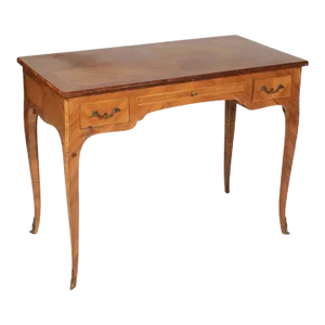 19th Century French Louis XV Inlaid Parquetry Fruitwood Poudreuse Dressing Table