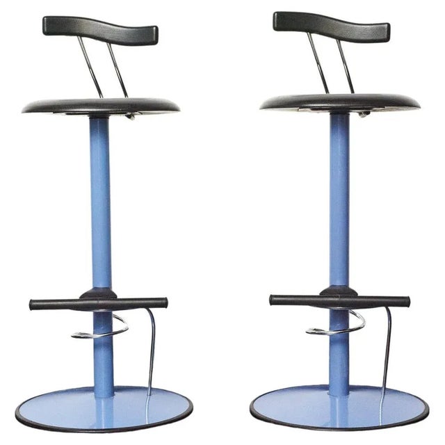 Metal Vintage Italian Purple Bar Stools, 1980s, Set of 2 For Sale - Image 7 of 7