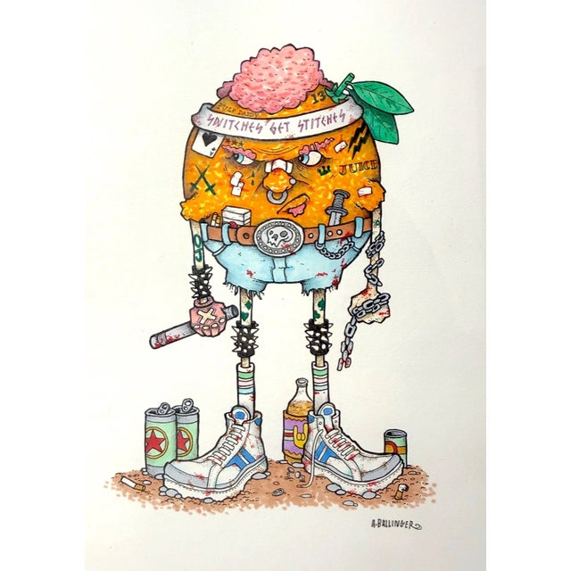 Up for sale is an original Adam Ballinger cartoon caricature painting featuring a gangster orange illustration. This...