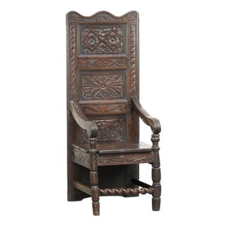 Antique English Wainscott Chair, 1700s For Sale
