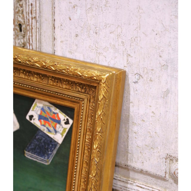 Late 19th Century 19th Century French Signed Still Life Painting of Playing Cards and Casino Table For Sale - Image 5 of 10