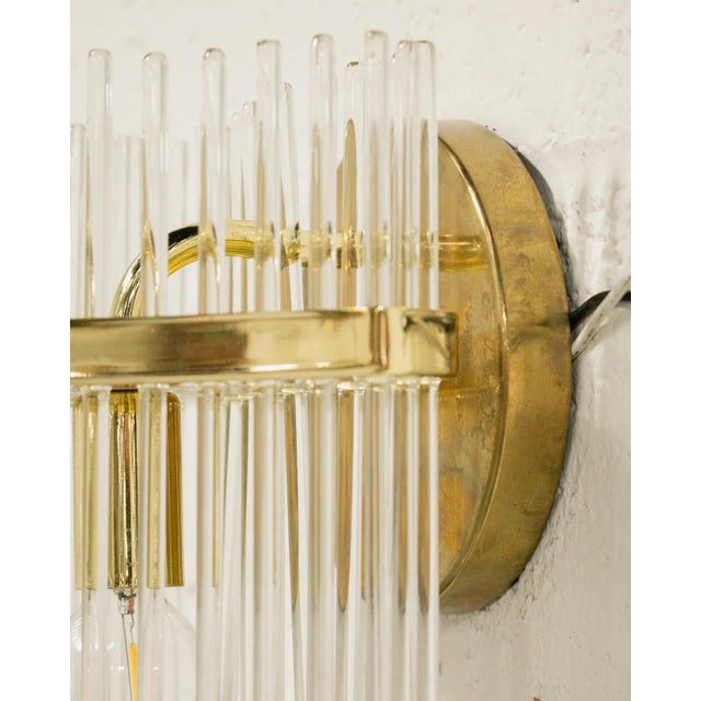 Italian Mid 20th Century Brass and Glass Italian Sconce For Sale - Image 3 of 7