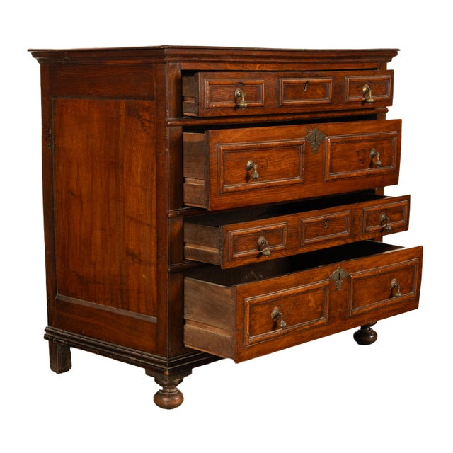 Antique English Country 17th Century Jacobean Charles II Oak Chest Drawers 1680 For Sale - Image 11 of 16