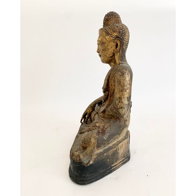 Metal Antique Gilded Bronze Thai Buddha Statue For Sale - Image 7 of 7