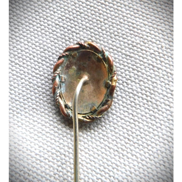 Antique European Victorian 9k Gold Sepia Photo Portrait Stickpin For Sale - Image 4 of 13