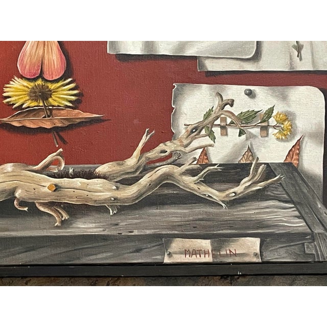 Wood Trompe l'Oeil Still Life Painting by Lucien Mathelin For Sale - Image 7 of 12