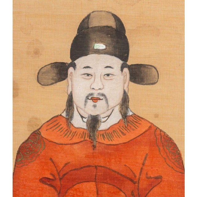 Chinese Chinese Portrait of a Seated Official Gouache For Sale - Image 3 of 8