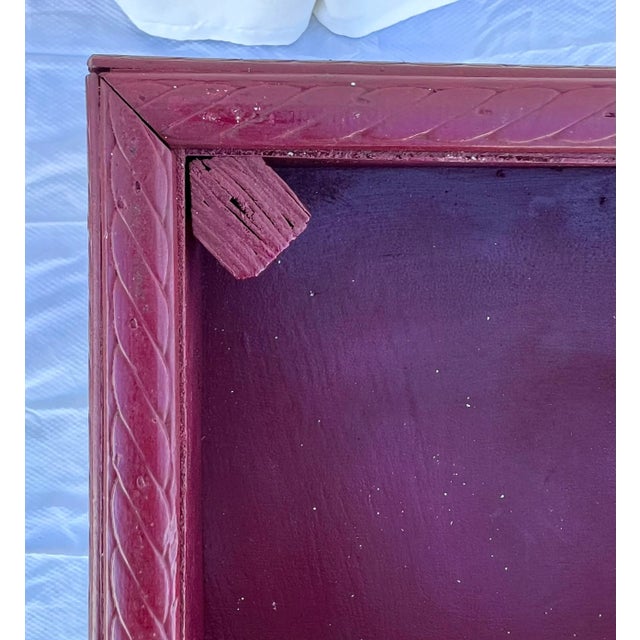 Vintage Red Split Bamboo and Rattan Caning Plant Stand Newly Painted Ruby Red For Sale - Image 10 of 12