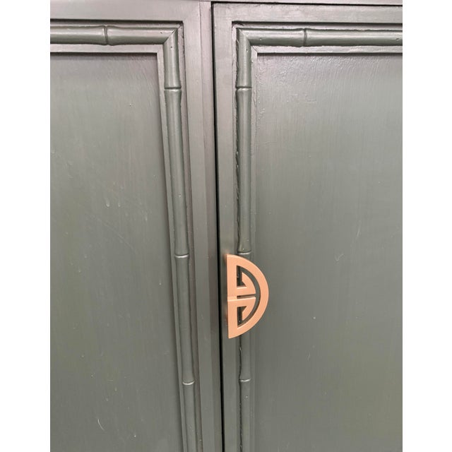 1970s Vintage Green Faux Bamboo Sideboard Buffet For Sale - Image 5 of 10