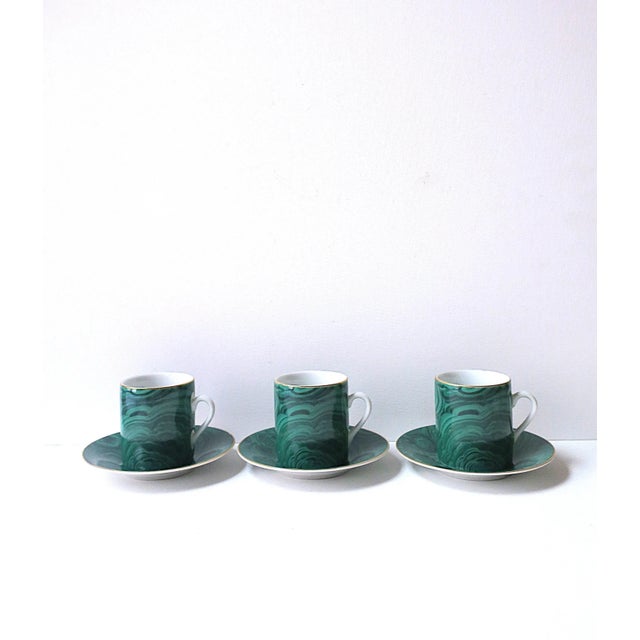 Ceramic Malachite Porcelain Espresso Coffee Cup and Saucer, 2 Avail. For Sale - Image 7 of 12