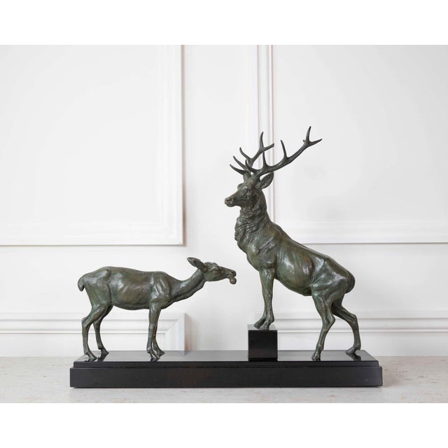 Mid 20th Century Louis-Albert Carvin Stag and Doe Sculpture For Sale - Image 4 of 11