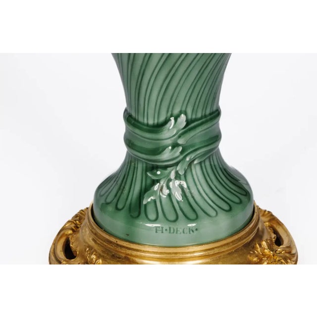 Ceramic A Suite of Four Theodore Deck Ormolu-Mounted Celadon Green Porcelain Lamps For Sale - Image 7 of 10