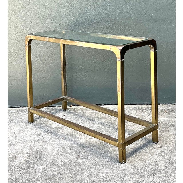 Vintage Brass Console Table After Mastercraft For Sale - Image 9 of 12