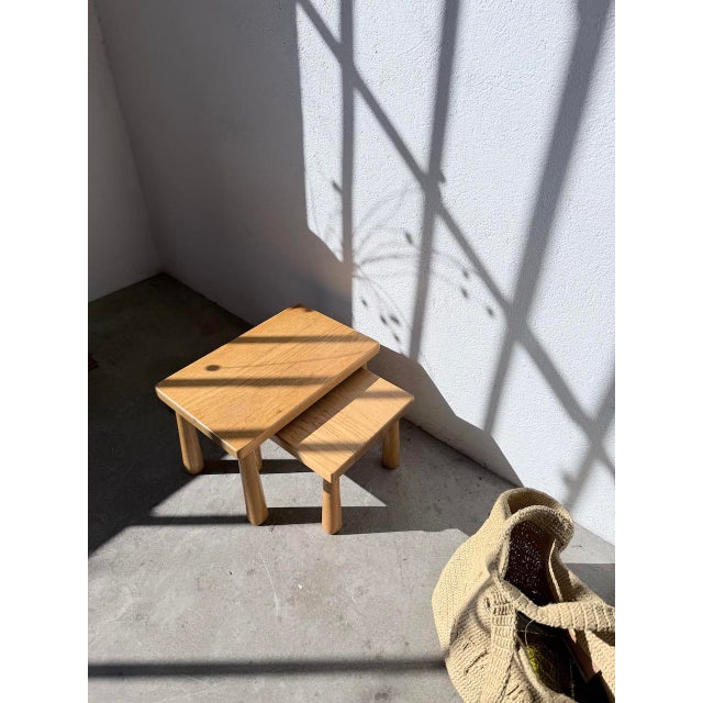 Small Nesting Tables in Light Oak, 1950s, Set of 2 For Sale - Image 9 of 18