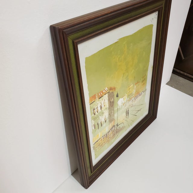 1960s Mid-Century Cityscape Painting, Framed For Sale - Image 9 of 12