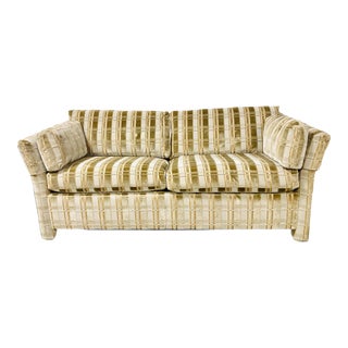 1970s Milo Baughman-Style Plaid Velvet Tuxedo Sleeper Sofa For Sale