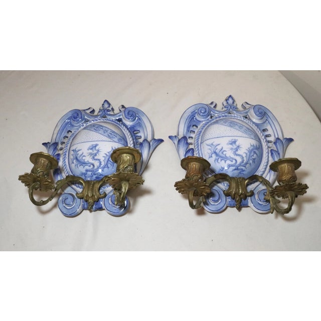 Up for sale is a very rare pair of antique 19th century Galle Nancy St. Clement Faience wall sconces. They're sculpted by...