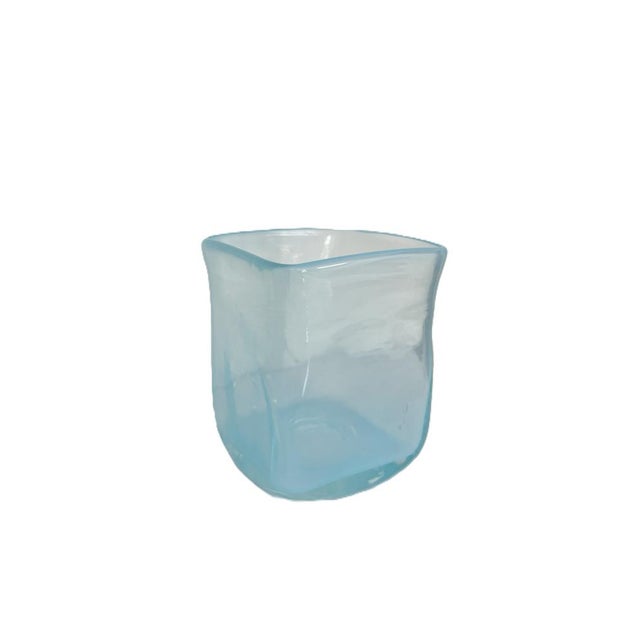 Opal Blue Glass Vase For Sale - Image 6 of 8