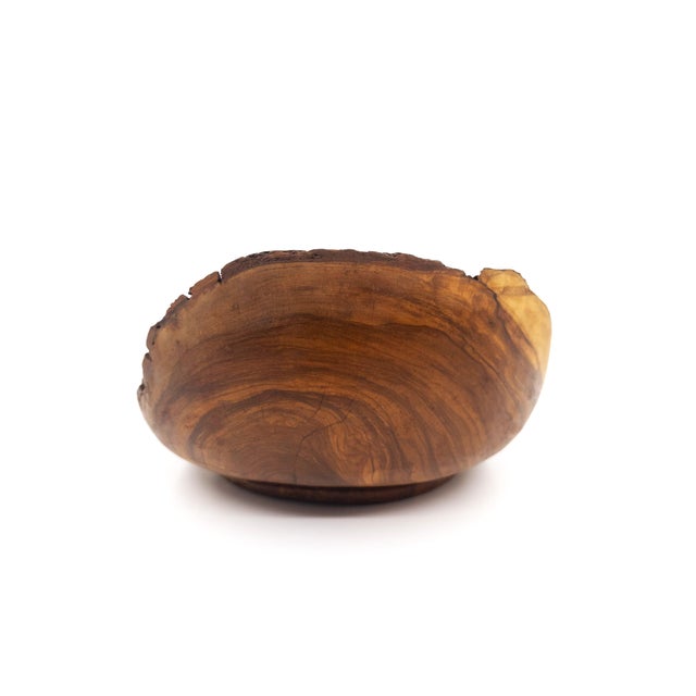 Wood Hand-Carved Peruvian 10.75" Olive Wood With Stunning Live Edges For Sale - Image 7 of 10