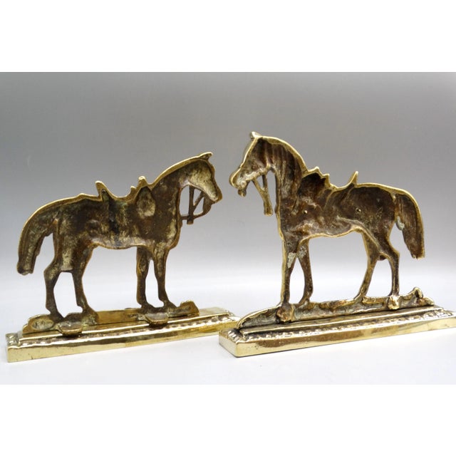 Brass Circa 1890 English Gilt Brass Horses Mantel Decorations For Sale - Image 8 of 9