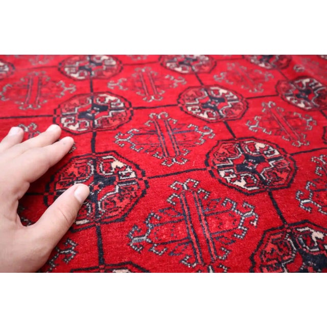 Hand-Knotted Afghan Bokhara Rug - 6.5 X 9.0 For Sale - Image 9 of 9