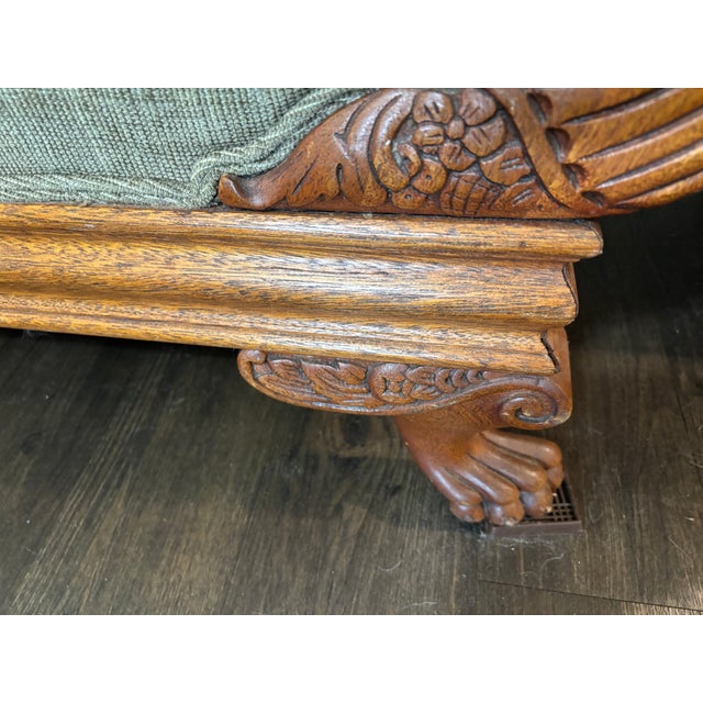 1940s Vintage Sofa With Beautiful Carved Wood Accents For Sale - Image 5 of 13