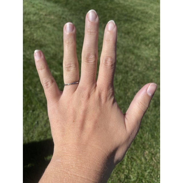 Metal Art Deco Engraved Band, Platinum, Ring Size 5.5, Stackable For Sale - Image 7 of 7