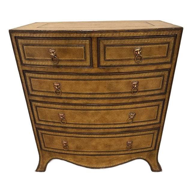 Embossed Leather Clad Small Chest of Drawers by Maitland Smith For Sale